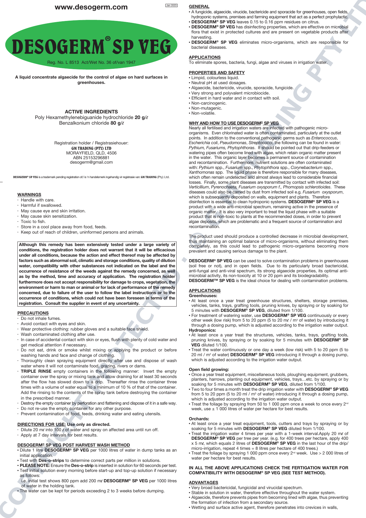 Desogerm® SP VEG leaflet page 1